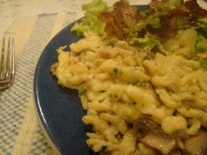 Spaetzle and Salad
