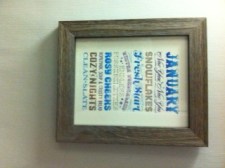 Thoughts on January from the cool new set of monthly inspirations my sister Jane gave me.