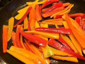 peppers in the pan