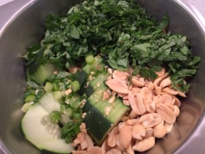 Herby, peanutty toppings