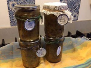 Jars of homemade chutney with labeling inspired by Food Gift Love